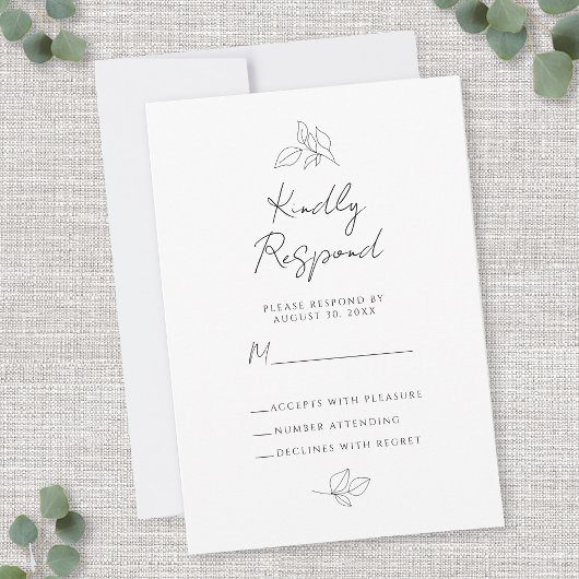 の結婚植物性離れの黒と白のエンクロージャ 出欠カード