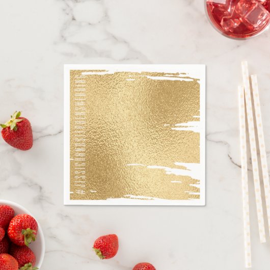 の結婚標準ナプキンエレガント金ゴールドとブラック スタンダードカクテルナプキン (インサイチュ)