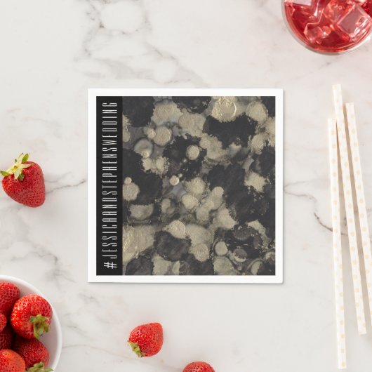 の結婚標準ナプキンシェード金ゴールドとブラック スタンダードカクテルナプキン (インサイチュ)