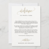 の結婚歓迎と旅程カードのフェイク金ゴールド サンキューカード (正面)