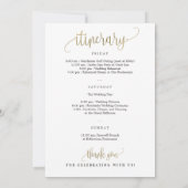 の結婚歓迎と旅程カードのフェイク金ゴールド サンキューカード (裏面)