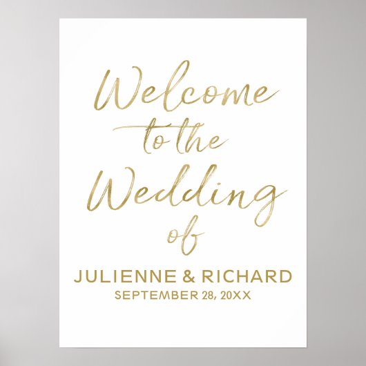 の結婚歓迎のスタイリッシュ黄金の文字 ポスター (正面)