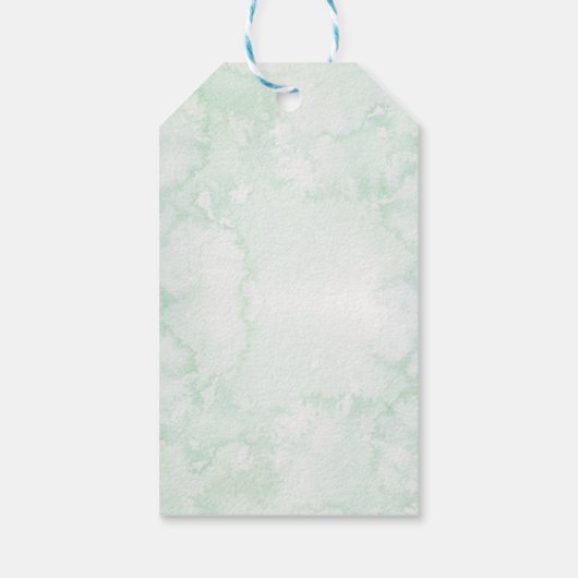 の結婚歓迎の幾何学的フローラ緑 ギフトタグ (裏面)