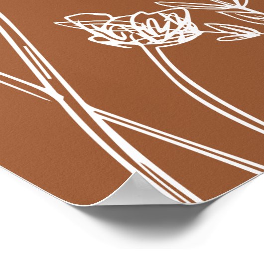 の結婚歓迎の焼けオレンジ色の野花のポスター ポスター (角)