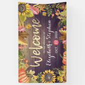 の結婚歓迎の秋のメープル葉パンプキンウッド 横断幕 (縦)