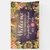 の結婚歓迎の秋のメープル葉パンプキンウッド 横断幕 (縦)