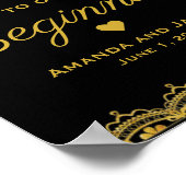 の結婚歓迎サイン |黒の金ゴールドレース ポスター (角)