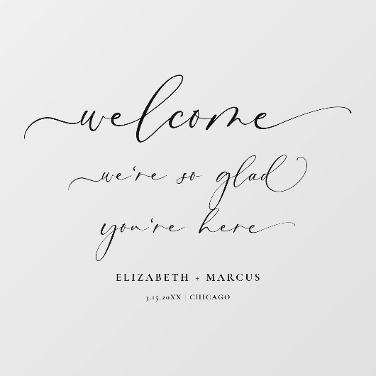 の結婚歓迎サイン | Weはあなたはここで非常に嬉しい ウィンドウサイン (シート)