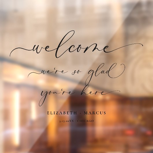 の結婚歓迎サイン | Weはあなたはここで非常に嬉しい ウィンドウサイン (シート2)