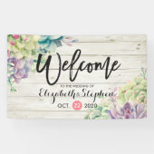 の結婚歓迎バナー多肉植物素朴木材 横断幕 (横)