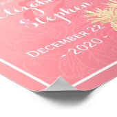 の結婚歓迎ポスターピンク金ゴールドパイナップルカップル ポスター (角)