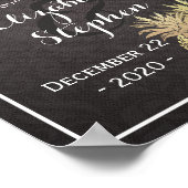 の結婚歓迎ポスターブラック金ゴールドパイナップルカップル ポスター (角)