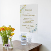 の結婚歓迎淡い色ののセージ緑の葉 箔ポスター (レイダウン (キッチン))