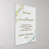 の結婚歓迎淡い色ののセージ緑の葉 箔ポスター (レイダウン)