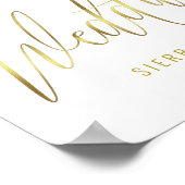 の結婚歓迎金ゴールドフェイク手書き文字 ポスター (角)