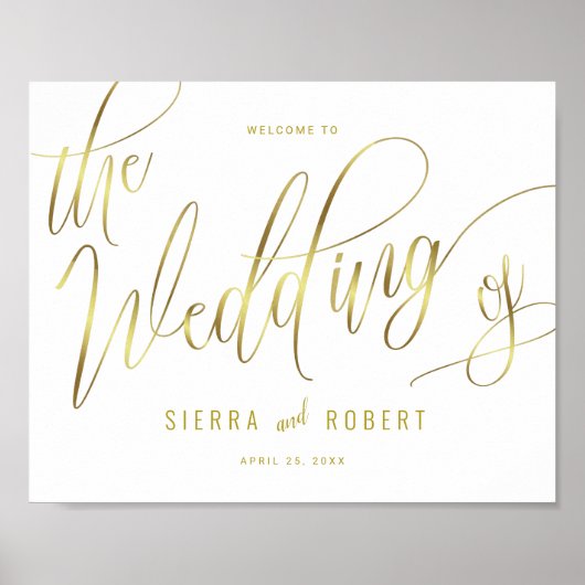 の結婚歓迎金ゴールドフェイク手書き文字 ポスター (正面)