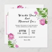 の結婚正方形の折り畳み招待状カードテンプレート 招待状 (正面/裏面)