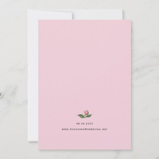 の結婚水の色のフローラとヘブライ語招待状 招待状 (裏面)