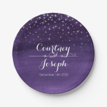 の結婚水の色の星空の夜の紙プレート