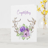 の結婚水の色の鹿のアントラーブーケ カード (黄色い花)