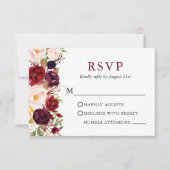 の結婚水エレガント色フローラブルゴーニュ 出欠カード (正面)