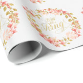 の結婚水彩フローラリースこのリングや輪 ラッピングペーパー (ロールコーナー)