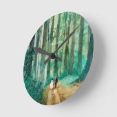 の結婚水彩木地風景 ラウンド壁時計 (傾斜)