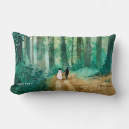 の結婚水彩木地風景 ランバークッション