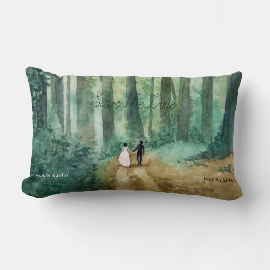 の結婚水彩木地風景 ランバークッション (正面)