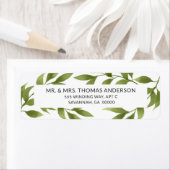 の結婚水彩柳の植物緑 ラベル (インサイチュ)