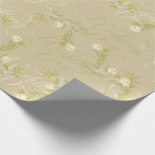 の結婚水彩花模様プリントオリーブグリー ラッピングペーパー (角)