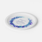 の結婚水彩青リース名紙プレート ペーパープレート (アングル)