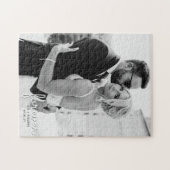 の結婚永遠の名前Date Photo白黒 ジグソーパズル (横)