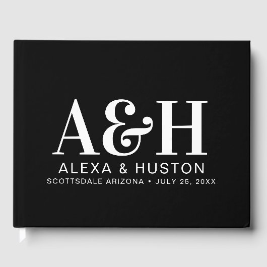 の結婚洗練されたモノグラム ゲストブック (正面)