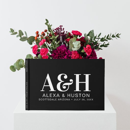 の結婚洗練されたモノグラム ゲストブック