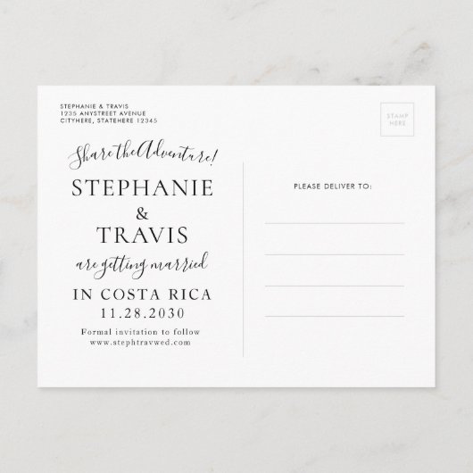 の結婚海外の宛先ポストカードの保存 案内ポストカード (裏面)