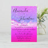 の結婚海火花波帯アロハピンクグラデーション色 招待状 (スタンド正面)