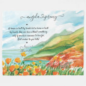 の結婚海、青い空と花の毛布 フリースブランケット (正面(横))