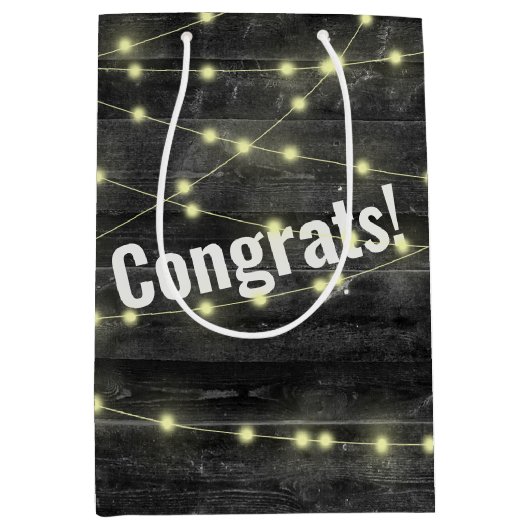 の結婚照明オン木目抱き枕 ミディアムペーパーバッグ (正面)