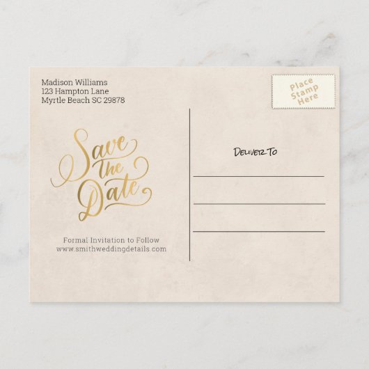 の結婚牛が日付はがきを保存 案内ポストカード (裏面)