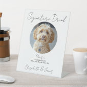 の結婚特徴的なドリンクペット犬の写真 台座サイン (インサイチュ)