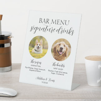 の結婚犬の署名ドリンク台座標識8x10 台座サイン