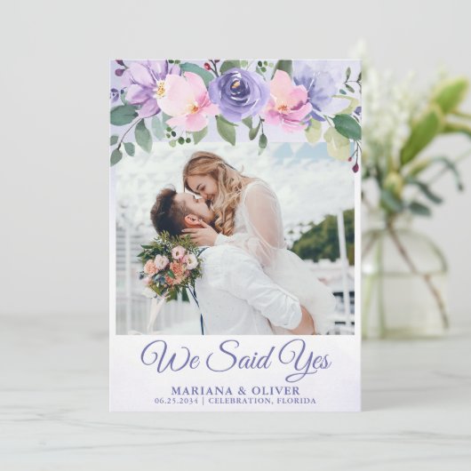 の結婚発モダン表ピンクフローラ 招待状 (スタンド正面)