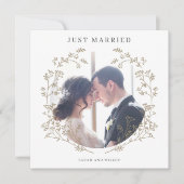 の結婚発表たった今結婚しましたの写真カード 招待状 (正面)