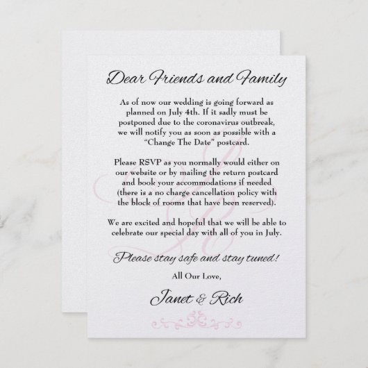 の結婚発表カードcovid19を更救新した エンクロージャーカード (正面/裏面)
