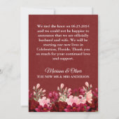 の結婚発表バーガンディーピンクフローラ 招待状 (裏面)