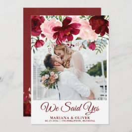 の結婚発表バーガンディーピンクフローラ 招待状