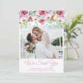 の結婚発表ピンクの水の色フローラ 招待状 (スタンド正面)