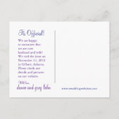 の結婚発表孔雀の羽 案内ポストカード (裏面)