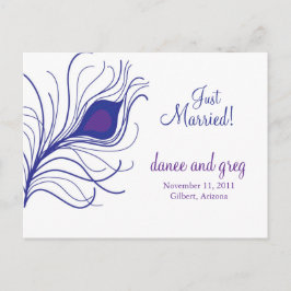 の結婚発表孔雀の羽 案内ポストカード
